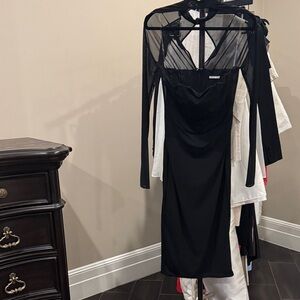 House of CB Black Mesh Detail Dress